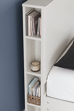 Aprilyn Queen Bookcase Headboard, White, rollover