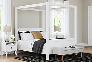 Aprilyn Queen Canopy Bed, White, rollover