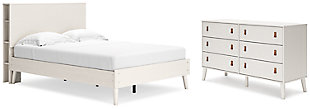 Aprilyn Full Bookcase Bed with Dresser, White, large