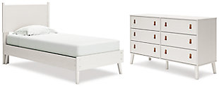 Aprilyn Twin Panel Bed with Dresser, White, large