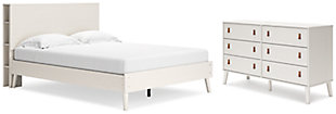 Aprilyn Queen Bookcase Bed with Dresser, White, large