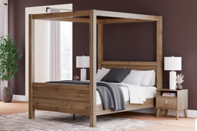 Dellbeck queen canopy bed deals with 4 storage drawers