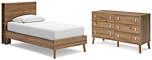 Aprilyn Twin Bookcase Bed with Dresser, Honey, large