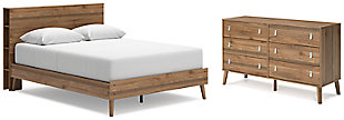 Aprilyn Queen Bookcase Bed with Dresser, Honey, large