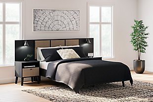 Charlang Full Panel Platform Bed with 2 Extensions, Two-tone, rollover