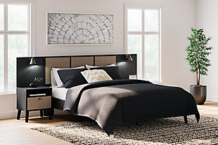 Charlang Queen Panel Platform Bed with 2 Extensions, Two-tone, rollover