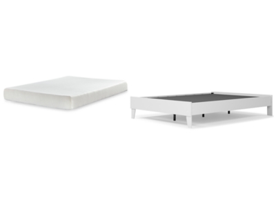 Piperton Queen Platform Bed with Mattress, White, large