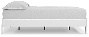 The perfect marriage of contemporary and casual style, the Piperton queen platform bed is a charming addition to your home. This bed keeps things simple with a crisp matte white finish. Best of all, it includes a footboard, rails and platform–no additional foundation or box spring needed.Includes footboard, rails and platform | Made of engineered wood (MDF/particleboard) and decorative laminate | Matte white finish | No additional foundation/box spring needed | Mattress sold separately | Assembly required | Estimated Assembly Time: 30 Minutes