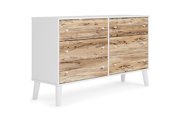 Piperton 6 Drawer Low Profile Dresser, White Dresser For Two