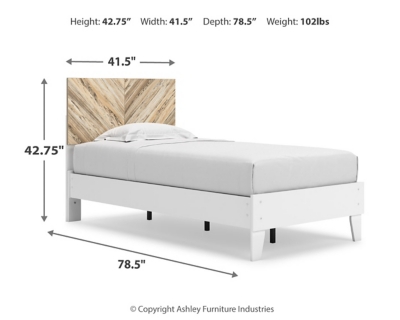 Piperton Twin Panel Platform Bed, Two-tone Brown/White, large