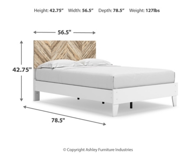 Piperton Full Panel Platform Bed, Two-tone Brown/White, large