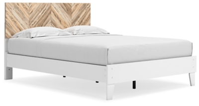 Piperton Queen Panel Platform Bed, Two-tone Brown/White, large