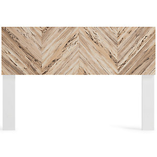 The perfect marriage of contemporary and casual style, the Piperton queen panel headboard is a charming addition to your home. This headboard is expressive with its warm and inviting replicated sugarberry wood grain pattern.Headboard only | Made of engineered wood (MDF/particleboard) and decorative laminate | Replicated sugarberry wood grain pattern | ¼" bolts (not included) are needed to attach headboard to your existing bed frame | Assembly required | Estimated Assembly Time: 5 Minutes
