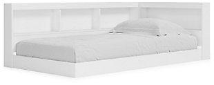 Piperton Twin Bookcase Storage Bed, White, large