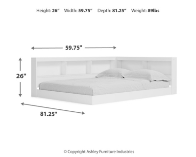 Piperton Full Bookcase Storage Bed, White, large