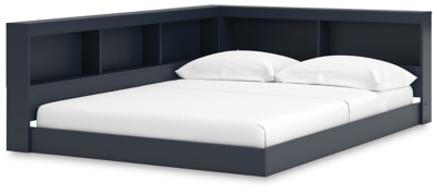 Simmenfort Full Bookcase Storage Bed, Navy Blue, large