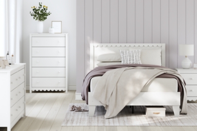 Hallityn Panel Platform Bed, White, large
