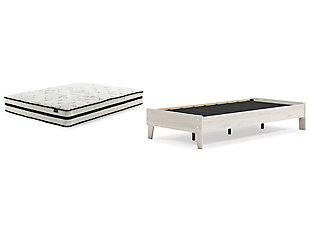 Socalle Twin Platform Bed with Mattress, Light Natural, large