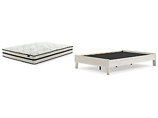 Socalle Full Platform Bed with Mattress, Light Natural, large