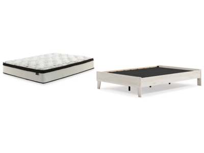 Socalle Full Platform Bed with Mattress, Light Natural, large