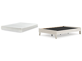Socalle Full Platform Bed with Mattress, Light Natural, large