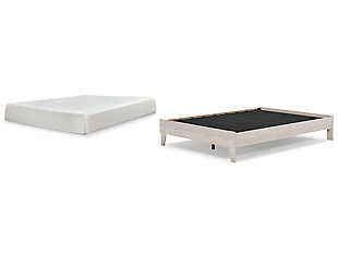 Socalle Queen Platform Bed with Mattress, Light Natural, large