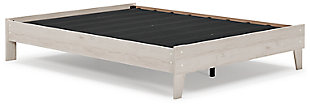 Bringing big style to living areas, the Socalle platform bed is a smart, space-saving choice for those with an eye for contemporary design. Its clean-lined profile with understated refinements creates such a simple silhouette that works in so many settings. Best of all, our innovative bed-in-a-box shipping system delivers your new bed right to the door.platform bed (does not include headboard) | Includes footboard, rails and platform (no additional foundation/box spring needed) | Made with engineered wood (MDF/particleboard) and decorative laminate | Light natural finish over replicated oak grain with authentic touch | Mattress available, sold separately | Assembly required | Estimated Assembly Time: 30 Minutes