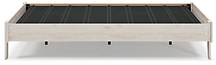 Bringing big style to living areas, the Socalle platform bed is a smart, space-saving choice for those with an eye for contemporary design. Its clean-lined profile with understated refinements creates such a simple silhouette that works in so many settings. Best of all, our innovative bed-in-a-box shipping system delivers your new bed right to the door.platform bed (does not include headboard) | Includes footboard, rails and platform (no additional foundation/box spring needed) | Made with engineered wood (MDF/particleboard) and decorative laminate | Light natural finish over replicated oak grain with authentic touch | Mattress available, sold separately | Assembly required | Estimated Assembly Time: 30 Minutes