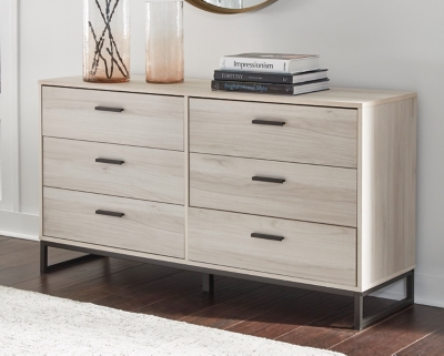 Socalle 6 Drawer Low Profile Dresser, Dressers Under 50 Inches Wide