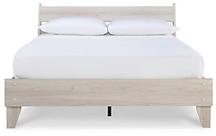 Bringing big style to living areas, the Socalle panel platform bed is a smart, space-saving choice for those with an eye for contemporary design. Clean-lined profile with understated refinements creates such a simple silhouette that works in so many settings. Best of all, our innovative bed-in-a-box shipping system delivers your new bed right to the door.Complete bed in a box | Includes headboard, footboard, rails and platform (no additional foundation/box spring needed) | Made of engineered wood (MDF/particleboard) and decorative laminate | Light natural finish over replicated oak grain with authentic touch | Mattress available, sold separately | Assembly required | Estimated Assembly Time: 50 Minutes