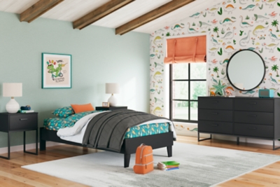 Socalle Twin Platform Bed, Black, large