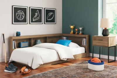 Deanlow Twin Bookcase Storage Bed, Honey, rollover