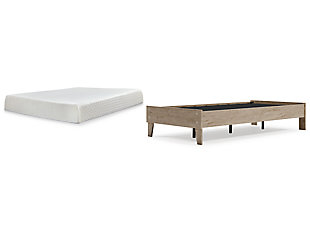 Oliah Queen Platform Bed with Mattress, Natural, large