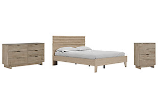Oliah Queen Platform Bed with Dresser and Chest, Natural, large