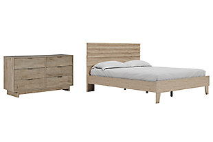 Oliah Queen Platform Bed with Dresser, Natural, large
