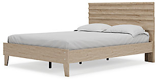 Bringing big style to small living areas, the Oliah queen bed is a smart, space-saving choice for those with an eye for contemporary design. Clean-lined profile with understated refinements creates such a simple silhouette that works in so many settings. Best of all, our innovative bed-in-a-box shipping system delivers your new bed right to the door.Complete queen bed in a box | Includes headboard, footboard, rails and platform (no additional foundation/box spring needed) | Made of engineered wood and decorative laminate | Dry, light finish with replicated oak grain and authentic touch | Mattress available, sold separately | Assembly required | Estimated Assembly Time: 50 Minutes