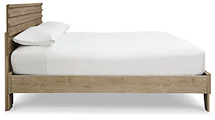 Bringing big style to living areas, the Oliah bed is a smart, space-saving choice for those with an eye for contemporary design. Clean-lined profile with understated refinements creates such a simple silhouette that works in so many settings. Best of all, our innovative bed-in-a-box shipping system delivers your new bed right to the door.Complete bed in a box | Includes headboard, footboard, rails and platform (no additional foundation/box spring needed) | Made of engineered wood and decorative laminate | Dry, light finish with replicated oak grain and authentic touch | Mattress available, sold separately | Assembly required | Estimated Assembly Time: 50 Minutes