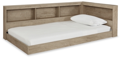 Oliah Twin Bookcase Storage Bed, Natural, large