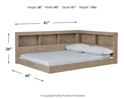 Oliah Full Bookcase Storage Bed, Natural, large