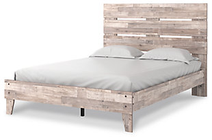 Part beach chic, part urban hip, the Neilsville platform bed is everything you dreamed of, at a comfortably cool price. The butcher block, whitewash finish over replicated pine grain lends a richly relaxed aesthetic that suits your sensibility. What an easy-breezy choice for a naturally beautiful bedroom retreat.Complete bed in a box  | Includes headboard, footboard, rails and platform | Made with engineered wood (MDF/particleboard) and decorative laminate | Butcher block, whitewash finish over replicated pine grain with authentic touch | Bed does not require additional foundation/box spring | Mattress available, sold separately | Assembly required | Estimated Assembly Time: 50 Minutes