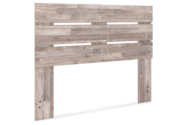 Part beach chic, part urban hip, the Neilsville platform headboard is everything you dreamed of, at a comfortably cool price. The butcher block whitewash finish over replicated pine grain lends a richly relaxed aesthetic that suits your sensibility. What an easy-breezy choice for a naturally beautiful bedroom retreat.Headboard only | Made with engineered wood (MDF/particleboard) and decorative laminate | Butcher block, whitewash finish over replicated pine grain with authentic touch | Hardware not included | Four ¼" bolts are needed to attach headboard to existing bed frame | Assembly required | Estimated Assembly Time: 15 Minutes