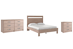 Flannia Queen Platform Bed with Dresser and Chest, Gray, large