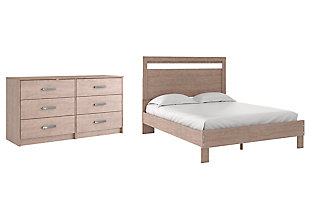 Flannia Queen Platform Bed with Dresser, Gray, large