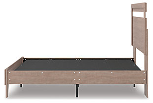 If you’re a fan of clean, crisp and contemporary interiors, rest assured the Flannia full panel platform bed suits you. Its linear profile is enhanced with a warm gray vintage finish with subtle pearl effect over replicated cherry grain. The headboard's peekaboo cutout adds a cut-above element. Hard to believe such a high-style aesthetic can be so attractively priced. Best of all, our innovative bed-in-a-box shipping system delivers your new bed right to the door.Complete queen bed in a box | Includes headboard and platform bed | Made with engineered wood (MDF/particleboard) and decorative laminate | Warm gray vintage finish with subtle pearl effect over replicated cherry grain | Bed does not require foundation/box spring | Mattress available, sold separately | Assembly required | Estimated Assembly Time: 45 Minutes