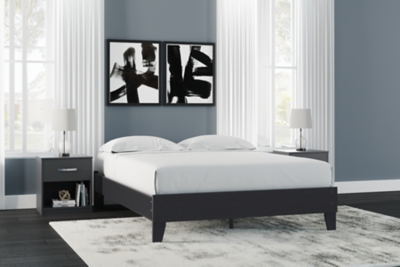 Finch Queen Platform Bed, Black, rollover