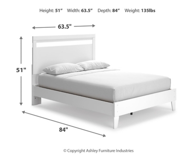 Flannia Queen Panel Platform Bed, White, large