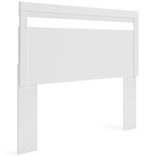 If you’re a fan of clean, crisp and contemporary interiors, rest assured the Flannia queen panel headboard suits you. The linear profile is enhanced with a matte white finish. Headboard's peekaboo cutout adds a cut-above element. Hard to believe such a high-style aesthetic can be so attractively priced.Headboard only | Made with engineered wood (MDF/particleboard) and decorative laminate | Solid white in a matte finish | Hardware not included | ¼" bolts are needed to attach headboard to your existing metal bed frame | Assembly required | Estimated Assembly Time: 10 Minutes