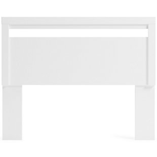 If you’re a fan of clean, crisp and contemporary interiors, rest assured the Flannia queen panel headboard suits you. The linear profile is enhanced with a matte white finish. Headboard's peekaboo cutout adds a cut-above element. Hard to believe such a high-style aesthetic can be so attractively priced.Headboard only | Made of engineered wood and decorative laminate | Solid white in a matte finish | Hardware not included | ¼" bolts are needed to attach headboard to your existing metal bed frame | Assembly required | Estimated Assembly Time: 10 Minutes