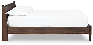 At the intersection of classic cool and chic sophistication you’ll find the Calverson panel platform bed. The rich brown finish over replicated walnut wood grain offers an authentic touch that plays well any way you style it. Minimal yet elegant in its design, this bed keeps your home decor grounded while elevating your modern style. Best of all, our innovative bed-in-a-box shipping system delivers your new bed right to the door.Complete bed in a box | Includes headboard and platform bed | Made of engineered wood (MDF/particleboard) and decorative laminate | Rich brown finish over replicated walnut wood grain with authentic touch | Bed does not require additional foundation/box spring | Mattress available, sold separately | Assembly required | Estimated Assembly Time: 50 Minutes