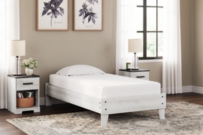 Shawburn Twin Platform Bed, Whitewash, rollover